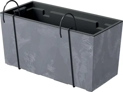 Produktbild von Prosperplast Urbi Case Balkonkasten Urbi Square Beton, Marengo Beton-Optik, mit Aufhängung und Haken, Kunststoff, für Innen- und Außenbereich, versteckter Griff, 39,5 x 18,5 x 19,5 cm