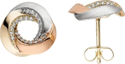 Produktbild von Ohrstecker aus 585 Gold Gelbgold tricolor teil-mattiert 48 Brillanten 0,26 Ct.