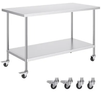 Obrázek produktu pro Pracovní deska z nerezové oceli - Komerční přípravný stůl 762x1524mm - Gastro pracovní deska - Pro hotely a restaurace
