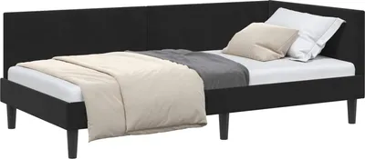 Obrázok produktu pre vidaXL Rohový rám postele s čelom čierny 90 cm x 190 cm zamat