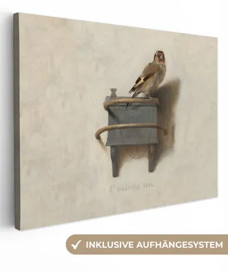 Produktbild von MuchoWow® - Leinwandbilder - Der kleine Stieglitz - Gemälde - Fabricius - Alter Meister, Wandbild, Wanddeko Bilder Wohnzimmer, 120x90 cm