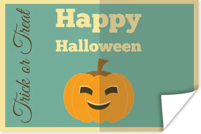 Produktbild von MuchoWow® Poster Happy Halloween mit einem Kürbis 60x40 cm - Schlafzimmerdekoration