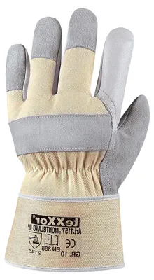 Produktbild von 120 Paar Rindvollleder-Handschuhe II 120 x Leder Natur/Drell weiß 10
