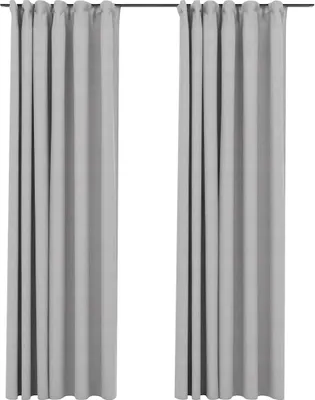 Produktbild von vidaXL Verdunkelungsvorhänge Haken Leinenoptik 2 Stk. Grau 140x245 cm