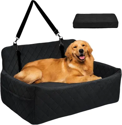 Produktbild von Hundesitz auto rück für große/mittlere Hunde XXL , Universal Hundebett Autositz, mit Sicherungsgurt, Abriebfest, Rutschfest & Waschbar, 80 x 50 x 40cm