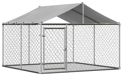 Immagine prodotto di Recinto esterno per cani - Area di sgambamento con tetto - Acciaio inossidabile resistente alla ruggine - Extra robusto - 230x230x117 cm - Porta con serratura