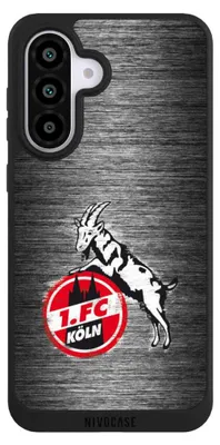 Produktbild von NIVOCASE Handyhülle für Samsung Galaxy A56 5G  Hülle NIVOpure Case Schwarz 1. FC Köln Metallic Look Offizielles Lizenzprodukt