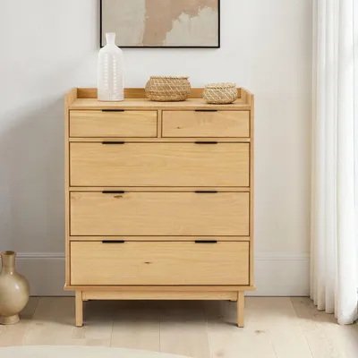 Produktbild von Kommode TEPERA mit 5 Schubladen, gebeizt/gewachst – Schubladenschrank aus massivem Kiefernholz, robust und langlebig, skandinavisches Design für Schlafzimmer & Flur
