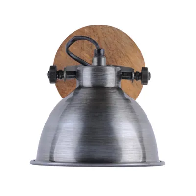 Immagine prodotto di Applique, legno, ferro, faretto orientabile, H 21,5 cm