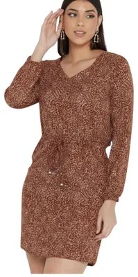 Image de Robe pour femme Only Melanie, coupe droite, couleur brique, taille L