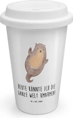 Produktbild von Mr. & Mrs. Panda ToGo Kaffeebecher Otter Umarmen - Weiß - Geschenk, Thermobecher To Go, Optimistisch, Thermokaffeebecher, Seeotter, gut Gelaunt, See, Coffee Becher, Hallo