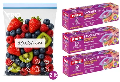 Productafbeelding van FRIO luchtdichte voedselzakken, 19 x 26 cm, 2 liter, met dubbele sluiting
