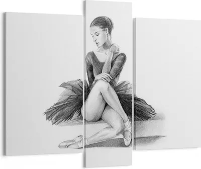 Produktbild von Bild auf Leinwand - Leinwandbild - 3 Teile - Ballerina Zeichnung Bleistift - 95x80cm - Wand Bild - Wanddeko - Wandbilder - Leinwanddruck - Bilder - Wanddekoration - Leinwand bilder - CB95x80-4496