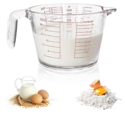 Produktbild von Messbecher Glas 1000ml Borosilikat hitzebeständig mit Griff mikrowellengeeignet