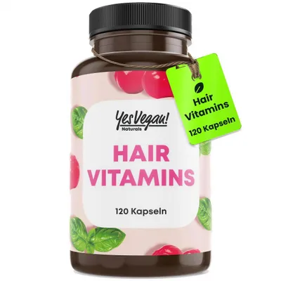 Produktbild von Hair Vitamins (120 Kapseln) für Haut Haare Nägel mit Biotin, Zink, Selen, Kupfer uvm - Haar Vitamine
