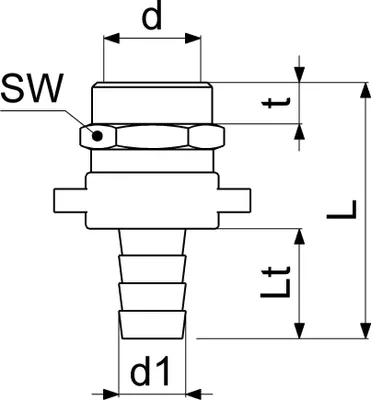 Obrázek produktu pro Js Standrohrverschraubung         3Tlg.,Flachdichtend,Ig 1/2",Ms