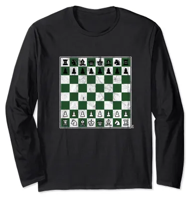 Produktbild von Schachspiel Schachfiguren Dame Schachmatt Schachbrett Langarmshirt