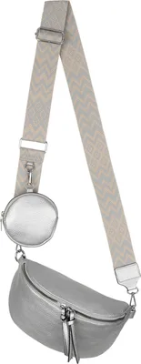 Produktbild von Bauchtasche Umhängetasche Kunstleder Crossbody-Bag Italy-Design SILVER (YB-5566)