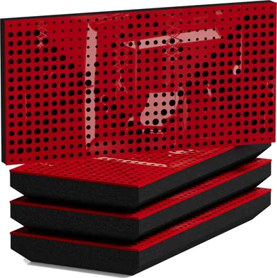 Immagine prodotto di Confezione da 4 pannelli acustici fonoassorbenti WILDS-H | 25x50 cm | Riflessione | Spessore – Colore: [33 mm | Plastica rossa lucida]