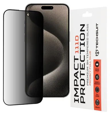 Obrázok produktu pre Techsuit 111D Privacy Full Glue ochranné sklo na iPhone 15 Pro Max – čierne