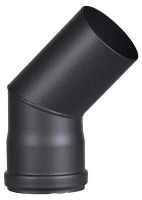Zdjęcie produktu dla Kolanko rury peletowej 45° Ø 80 mm sztywne, bez drzwiczek, czarne