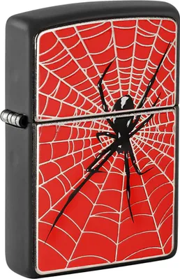 Produktbild von Zippo Benzin-Feuerzeug schwarz Plakette Spider Web Red 2008088, unbefüllt