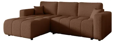 Produktbild von ZARA Ecksofa L-Form mit Schlaffunktion und Bettkasten, Boucle Rotbraun