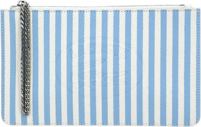 Image de LACOSTE Cuir pochette Croco Crew Seasonal Clutch Farine Stripes Nattier bleu multicolore