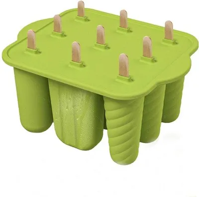 Produktbild von Silikonische Eisformen - Drei verschiedene Formen - 9 Eisstäbchenformen - Eisformen - Herstellbare Popsicle-Formen Set