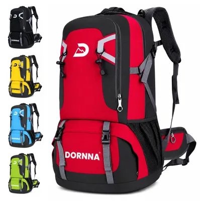 Obrázek produktu pro Turistický batoh o objemu 60 litrů, voděodolný, červený, vhodný pro horské túry
