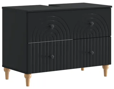 Produktbild von vidaXL Waschbeckenschrank ALKMAAR Schwarz 82 x 41 x 59 cm