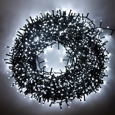 LED-Lichterkette, 1000 kaltweiße LEDs, 8 Modi, Timer, 35 m, grün