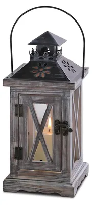 Productafbeelding van Houten lantaarn voor kaarsen, vintage, houten lantaarn, windlicht