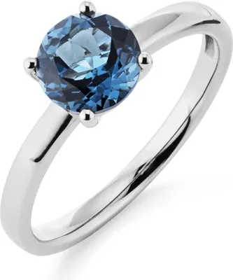 Produktbild von Orolino Ring 585/- Gold weiß 058 (18,5) Blautopas beh. blau 067370119