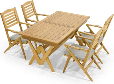 Produktbild von Hochwertige Outdoor Sitzgarnitur Picknick Tisch Holz 6x Stühle 7tlg Set