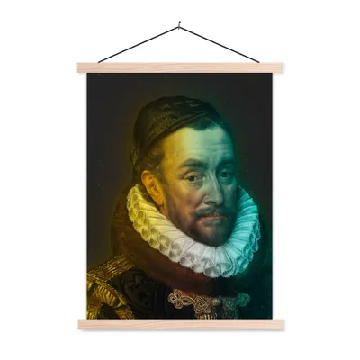 Produktbild von MuchoWow® Textilposter Wilhelm von Oranien - Adriaen Thomasz - Mütze 40x53 cm mit holzfarbenen Rahmen - Schlafzimmer