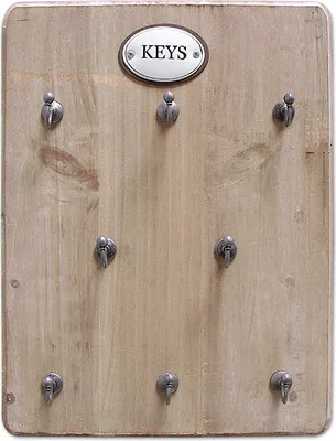 Produktbild von Schlüsselbrett Keys 8 Haken Schlüsselkasten Holz Landhausstil Braun 25x33cm