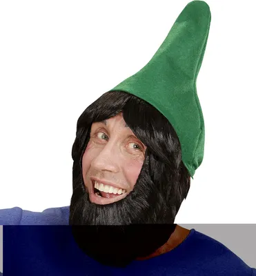 Produktbild von "Grüner Gartenzwerghut Mit Perücke& Bart"