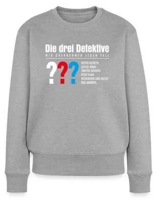 Produktbild von Spreadshirt Die Drei Fragezeichen Detektive Visitenkarte Damen Premium Pullover, XXL, Grau meliert