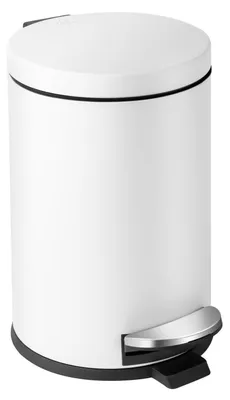 Immagine prodotto di Contenitore per rifiuti piccolo con coperchio, capacità 4,5 litri, colore bianco, acciaio inossidabile, diametro 19,1 cm