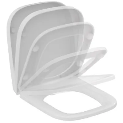 Imagen del producto de Asiento de inodoro Ideal Standard, modelo i.life S, con sistema de cierre suave (descenso automático), diseño envolvente T473701, color blanco (Alpin)