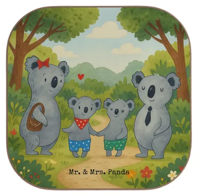 Produktbild von Mr. & Mrs. Panda Untersetzer für Gläser Koala Familie zwei Design - Weiß - Geschenk, gläseruntersetzer, Zusammen, Tassen, Coaster, Tischuntersetzer, Tassenuntersetzer