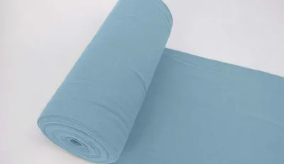 Produktbild von Bündchenstoff LUC Babyblau, Uni 270 g/m², Strickschlauch glatt/fein, 35 cm breiter Schlauch, 25 cm lang, Meterware