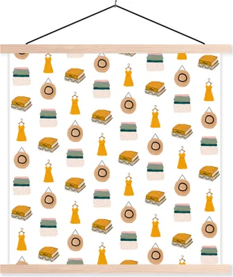 Produktbild von MuchoWow® Textilposter Farben - Muster - Kleidung 40x40 cm mit holzfarbenen Rahmen - Posterleiste