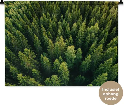 Produktbild von MuchoWow® Wandteppich Wandbehang Wald - Baum - Grün 90x67.5 cm Tapisserie Dekoration Wandtuch - Fototeppich - Wand-Skulpturen