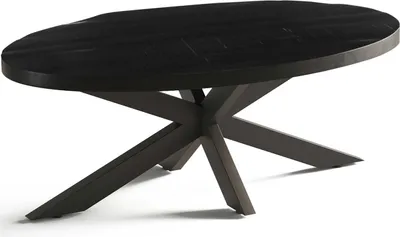 Produktbild von Madeira" Ovaler Couchtisch - Mango Schwarz | Exotische Holzplatte | 45x130x70cm
