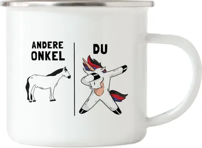 Produktbild von Andere Onkel Du Emaille Tasse Einhorn Pferd Dankeschön Geschenkidee Lustig Humor