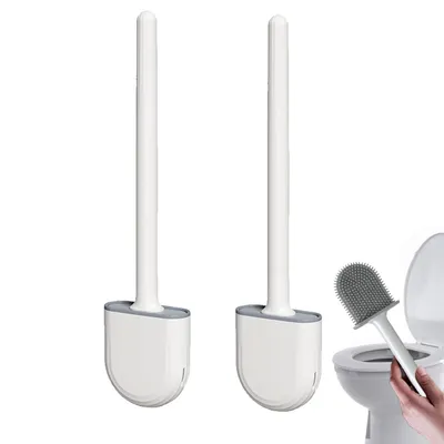 Produktbild von WC-Bürste und Halter-Set für Badezimmer, WC-Reinigungsschüssel-Bürstenkopf mit Silikonborsten