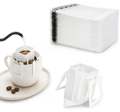 50 Papier-Kaffeefilterbeutel für Pour Over, Einweg, mit Einhängeohren