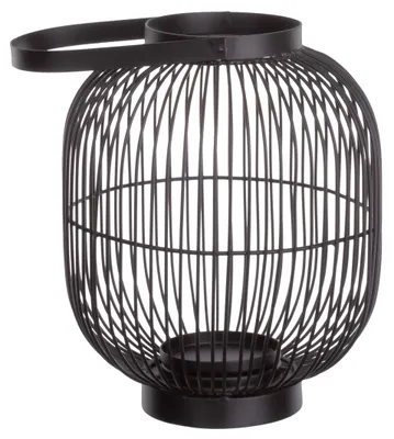 Windlicht Ø22xH28,5 cm Metall schwarz mit Henkel